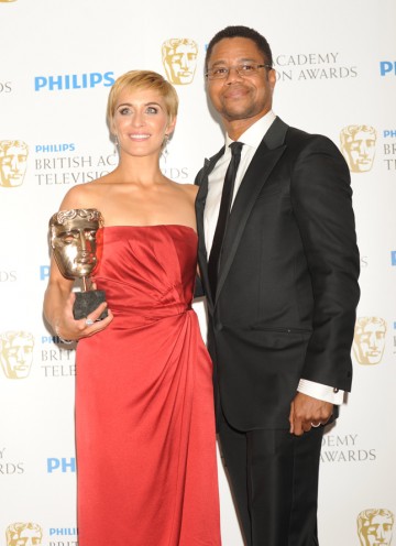 McClure won for her portrayal of Lol in This Is England ’86. The award was presented by Cuba Gooding Jr, (Pic: BAFTA/Richard Kendal)