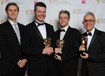 Actor Aaron Staton with winners Kevin McDowell, Scott Pitkethly and Alan Blair. The jury praise the game’s “integration of turn-based and real-time mechanics.”