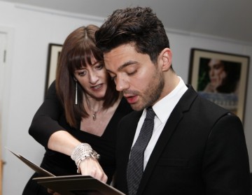 Dominic practices his lines with BAFTA CE Amanda Berry.