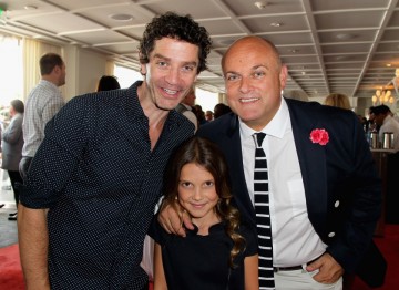 Actor James Frain and actress Millie Brown with BAFTA LA board member Nigel Daly