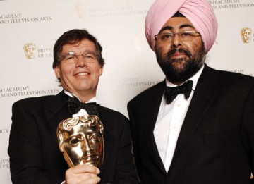 Comedian Hardeep Singh Kohli presented the Editing Fiction/Entertainment BAFTA  to Philip Koss for his work on Doctor Who (BAFTA / Richard Kendal).