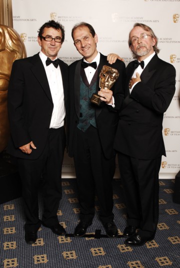 Phil Daniels - one of the stars of Chicken Run - presented Peter Lord and David Sproxton with the Special Award on behalf of Aardman Animations Ltd. (BAFTA / Richard Kendal).