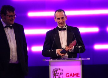 Colin Blackwood and Kevin Flynn from Electronic Arts are thrilled to have won the public's approval as well as that of the Academy's (Online - Multiplayer and Audio Achievement).