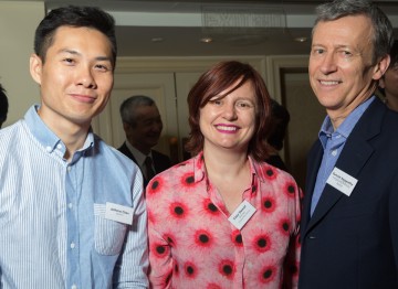 Director Anthony Chen (Ilo Ilo), Clare Stewart (BFI) and Duncan Kenworthy at the Peninsula Hong Kong. 