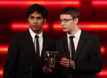The EastEnders co-stars announce the winners of a new category, Social Network Game. (Pic: BAFTA/Brian Ritchie)