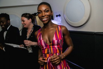 Michaela Coel gets ready to present the award for Male Performance in a Comedy Programme