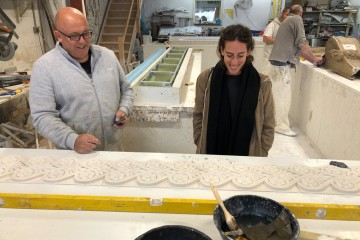 Visit to Fine Art Mouldings' Workshop - September 2020. Carla Sorrentino - Benedetti Architects with plaster specialist.