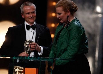 Co-Producer Nick Laws and Director of Fish Tank, Andrea Arnold, accept the award for Outstanding British Film (BAFTA/Brian Ritchie).