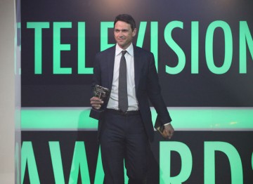 Scottish actor Dougray Scott arrives to present the award for Female Performance in a Comedy Programme.
