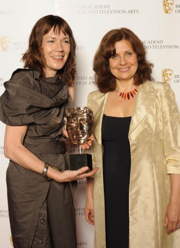 Kristina Hetherington, winner of Editing Fiction Award for Mo with The Thick Of It star Rebecca Front.