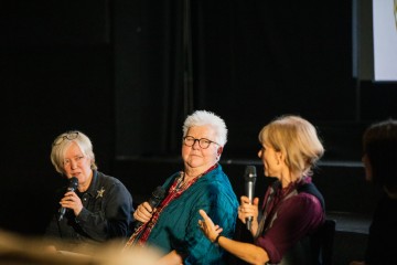 Host Janice Forsyth, Val McDermid & Amelia Bullmore