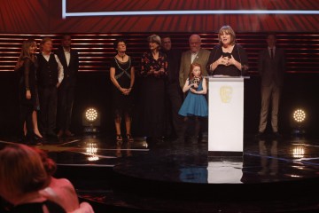 Katie Morag collects the BAFTA for Drama at the British Academy Children's Awards in 2014