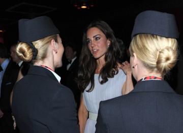 The Duchess of Cambridge speaks to ambassadors from BA.