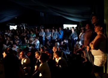 A packed tent after fans piled into the Music and Film Arena to watch Chris Morris' panel interview (Picture: Jonathan Birch)