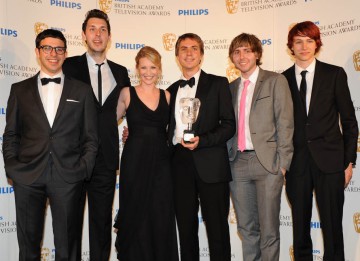 Winners of the YouTube Audience Award, the cast of The Inbetweeners; presented by Joanna Page and Charlie McDonnell (BAFTA/Richard Kendal).