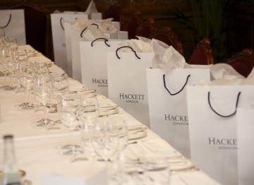 The tables are set for a special pre-Film Awards lunch at The Savoy in London, hosted by menswear designer Hackett.