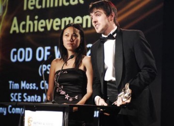 Sony's Alison Lau and Daniel Maher collect the Award for Technical Achievement for God Of War 2