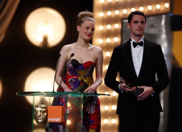 Actor Matthew Goode and Actress Romola Garai present the award for Make Up & Hair (BAFTA/Brian Ritchie).