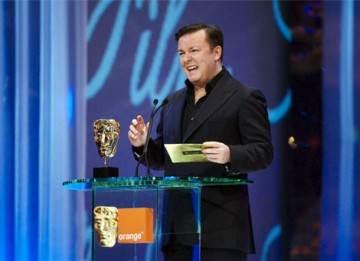 Comedian Ricky Gervais presented the first Awards of the evening, for Short Film and Short Animation (pic:BAFTA / Camera Press).