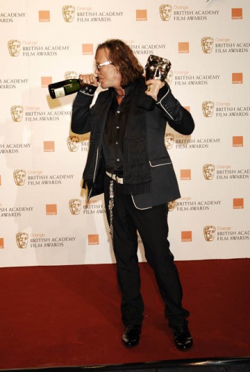 Mickey Rourke's comeback continued as he took the Leading Actor award for his performance in The Wrestler (BAFTA/ Richard Kendal).