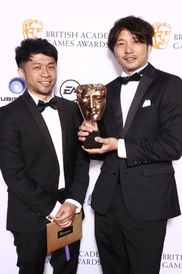 Winners of Audio Achievement, Jun Yoshino and Fumito Ueda, for their game The Last Guardian