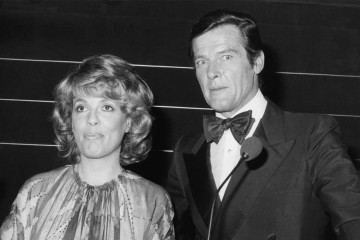 TV presenter Esther Rantzen poses next to James Bond actor Roger Moore at the British Academy of Film and Television Arts Awards.