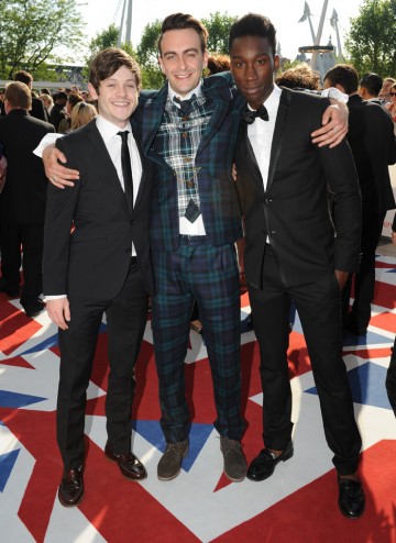 Iwan Rheon, Joe Gilgun and Nathan Stewart Jarrett of Misfits (in Dior), nominated for the Drama Series BAFTA. Gilgun is nominated for Leading Actor in This is England '88.