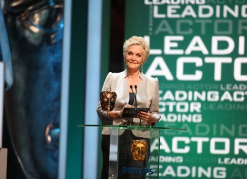 Actress Sheila Hancock announces the winner of the Leading Actor BAFTA; Kenneth Branagh. (BAFTA/Steve Butler)