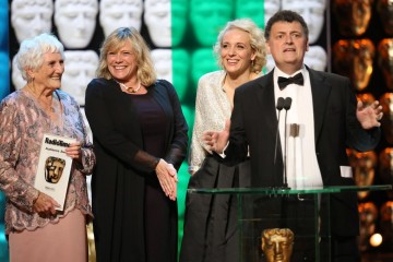Amanda Abbington, Sue Vertue, Beryl Vertue and Stephen Moffat accept the Radio Times Audience Award