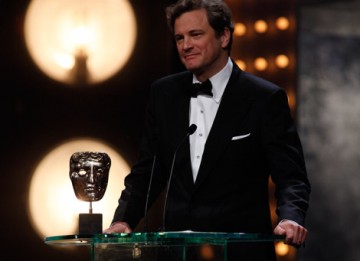 Colin Firth makes his acceptance speech after winning the Leading Actor award for his performance in A Single Man (BAFTA/Brian Ritchie).