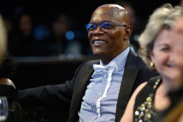 Samuel L. Jackson watching the Britannia Awards from his table.