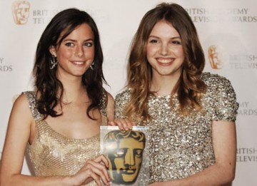 Skins stars Kaya Scodelano and Hanna Murray celebrate their win in the only category voted for by the public, the Philips Audience Award (BAFTA/ Richard Kendal).
