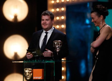 James Corden and Olivia Williams introduce the awards for Short Film and Short Animation (BAFTA/Brian Ritchie).