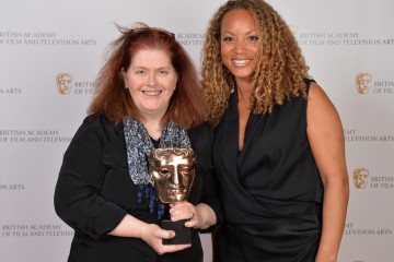 The BAFTA for Writer: Drama was awarded to Sally Wainwright (left) for Happy Valley, and presented by Angela Griffin.