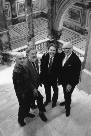 Ben Kingsley, David Rose, David Puttnam and Lord Attenborough at Glasgow City Chambers for the European Film Awards in 1990