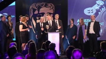 The Lumino City team accept the award for Artistic Achievement at the British Academy Games Awards Ceremony in 2015
