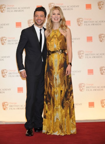 Made In Dagenham star Rosamund Pike and Tamara Drewe's Dominic Cooper. (Pic: BAFTA/Richard Kendal)