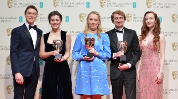 Short Animation: Jennifer Majka, Daisy Jacobs and Chris Hees with their awards for their short film, The Bigger Picture