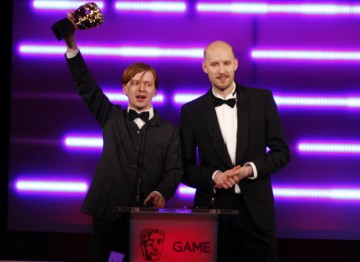 Since its release, almost 6 million copies of Bad Company 2 have been sold worldwide. Its producers accept the award for Use of Audio. (Pic: BAFTA/Brian Ritchie)