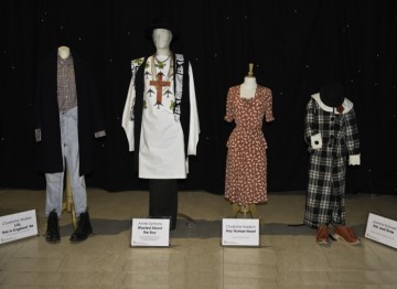 Costumes from BAFTA-nominated television programmes on display. From Left to right: This is England '86, Worried About the Boy, Any Human Heart, Eric and Ernie. (Pic: BAFTA/Alexandra Thompson)