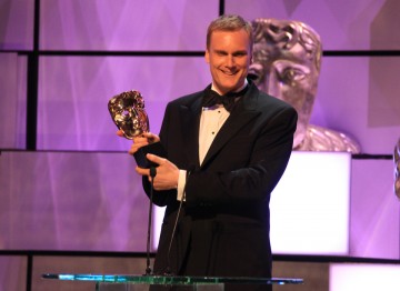 Darren Boyd collects his BAFTA for his leading role in popular Sky One comedy Spy.