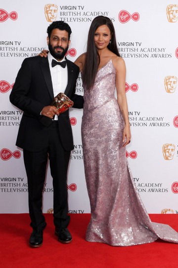 Adeel Akhtar after receiving the award for Leading Actor presented by Thandie Newton
