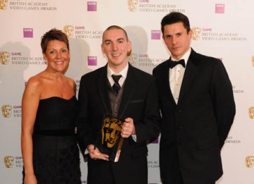 Joerb Trouvain received the GAME Award of 2008 for Call of Duty 4: Modern Warfare. The Award was presented on stage by Jeremy Edwards and GAME Group CEO Lisa Morgan  (BAFTA / James Kennedy). 