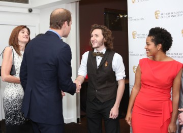 HRH The Duke of Cambridge with Scholarship recipients Sam Coleman and Rienkje Attoh.