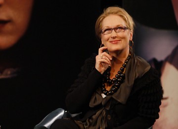 Meryl and the audience watch clips of her iconic film performances (BAFTA / Marc Hoberman).