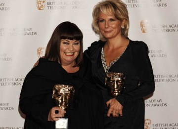 Dawn French and Jennifer Saunders celebrate receiving the Academy's highest honour, the Fellowship, at the British Academy Television Awards (BAFTA/ Richard Kendal).