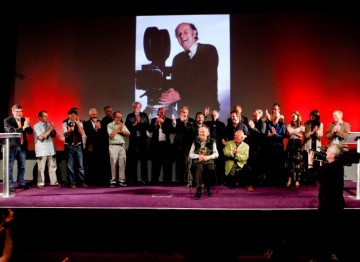 Everyone involved in the event with the man of the moment at the front  (BAFTA/Brian J Ritchie).