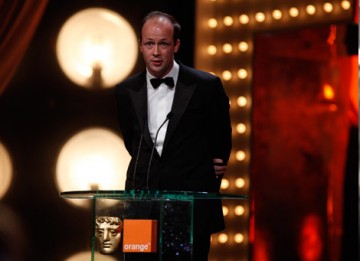 Producer of The Hurt Locker, Nicolas Chartier says a few words as he accepts the award for Best Film  (BAFTA/Brian Ritchie).
