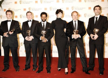 Actress Gemma Arterton presented the BAFTA for Sound to Glenn Freemantle, Richard Pryke, Resul Pookutty, Tom Sayers and Ian Trapp for their work on Slumdog Millionaire (BAFTA/ Richard Kendal).