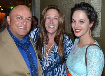 Actress Jessica Brown Findlay with BAFTA Los Angeles Board Members Nigel Daly and Melanie Greene.